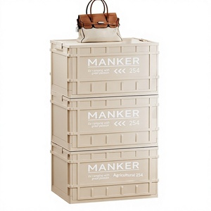 Caja de Almacenamiento <span class=keywords><strong>Plegable</strong></span> de Plástico para Organización de Ropa y Edredones, Baúl Portátil para Camping con Diseño Industrial - Product Image 1