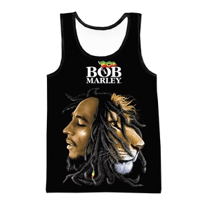 Rapper Bob Marley <span class=keywords><strong>3d</strong></span> stampa digitale canotta per gli uomini Hot Custom tutta la stampa grafica senza maniche Top stampato <span class=keywords><strong>3d</strong></span> T-shirt - Product Image 2