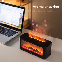 Smart Home Mini 3D Flamme Cheminée Aroma Humidificateur Ultrasonique Télécommande Diffuseur d'Aromathérapie pour la Décoration des Ménages YS