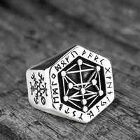 Bague Unisexe Tendance en Acier Inoxydable Plaqué Or, Motif Runes Viking de Mythologie Nordique Vintage, Idéale pour Fiançailles et Cadeau de Fête Chrétien