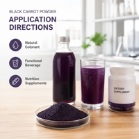 Poudre de Carotte Noire Naturelle 100% Soluble dans l'Eau de Qualité Alimentaire 10:1, Poudre Fine pour Boulangerie, Crème Glacée, Colorant Étiquette Blanche