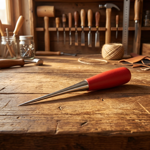 AA0182 DANKING Tailor Awl | Handmade Steel Wire <b>Leather</b> Awl <b>Tool</b> with Red Handle for Stitching and Repairing <b>Crafts</b> Taiwan - Product Image 1