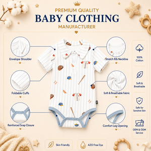 Mameluco de Algodón 100% para Bebé Recién Nacido |   Body para Bebé OEM |   Ropa de Bebé Personalizada |   Fabricante Certificado por OEKO-TEX |   Algodón Orgánico - Product Image 4