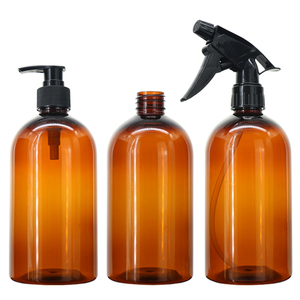 Botella de PET Transparente, Ámbar o Verde Personalizada de 100ml/200ml/300ml/400ml/500ml con Bomba Pulverizadora para Champú, Loción o Aceite Capilar, Impresa con Serigrafía - Product Image 1
