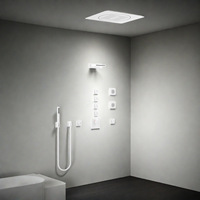 Ensemble de douche encastré direct usine, avec douchette de plafond intégrée en cuivre, système de douche minimaliste dissimulé à pression accrue