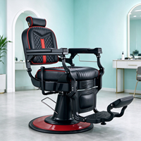 Fauteuil de Barbier Hydraulique Professionnel en Cuir PU avec Base Métallique et Repose-Pieds Unique, Conception Portable pour Hôtels et Salons Commerciaux