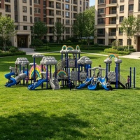 Structure de jeu extérieure pour enfants sur le thème des nuages, idéale pour les jardins d'enfants, en acier inoxydable et plastique, avec toboggan pour petits espaces