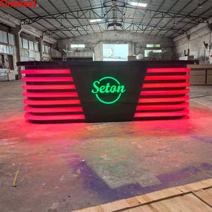 Table de console de diffusion en pierre et bois de surface solide noire sur mesure Bureau de réception de <span class=keywords><strong>studio</strong></span> de nouvelles TV moderne avec LED - Product Image 2