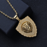 Pendentif animal en acier inoxydable plaqué or SN247 avec chaîne en corde, collier de bijoux hip-hop unisexe, cadeau de fête, à porter au quotidien