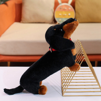 Jouet en peluche adorable de 37 cm, simulation de chien teckel debout, animal en peluche