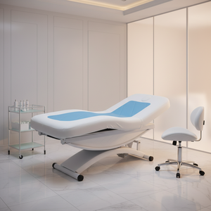 Camilla de Masaje Profesional Moderna para Salón de Belleza y <span class=keywords><strong>Spa</strong></span>, 3 Motores Eléctricos, Blanca y Azul, para Tratamientos Faciales, Pestañas y Cosméticos - Product Image 1