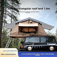 Tente de toit triangulaire souple 1,4 m pour 2-3 personnes, quatre saisons, double couche, en alliage d'aluminium, imperméable, ouverture rapide en 3 secondes pour voiture