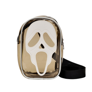 Nuova Borsa a Tracolla Stile Coreano Trendy e Originale con Teschio Fantasma, Borsa <span class=keywords><strong>Monospalla</strong></span> per Uomo e Donna, in PVC con Cerniera, Morbida Piccola Custodia per Telefono - Product Image 6