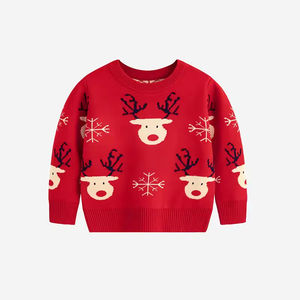 Fabricant OEM/ODM, pull de Noël personnalisé, pull rouge en tricot, pull à col rond pour garçons, filles, bébés, pull à motif de dessin animé - Product Image 1