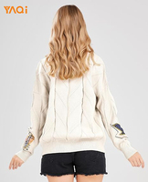 Damen Langarm-Cardigan mit Zopfmuster, offener Vorderseite, V-Ausschnitt, Knopfleiste, Stickerei, Wollmischung, Winter-Pullover-Mantel, Oberbekleidung