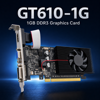 Nueva tarjeta gráfica de perfil bajo GT610 1GB DDR3 de 64 bits con ventilador de refrigeración/salida DVI/VGA para PC de escritorio
