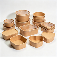 Couvre-boîtes en papier kraft jetables avec logo personnalisé, étanches, pour contenants, assiettes et bols