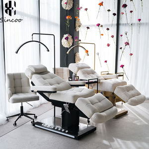 Wholesale Luxury Golden Base Electric Beauty Bed Leather Multifunction Massage Bed Salon Electric Facial Eyelash Lash Bed - Product Image 1