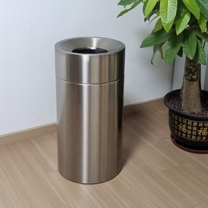 Bidone della spazzatura in metallo aperto superiore a imbuto in acciaio inossidabile per uso interno ed esterno secchio di stoccaggio - Product Image 5