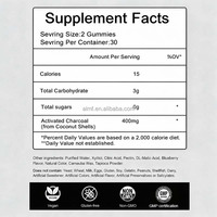 Permen Jeli Arang Aktif 60 Buah 400mg Bebas Gula Kelapa Rasa Blueberry Detoksifikasi Usus & Kesehatan Mulut OEM Label Pribadi Grosir