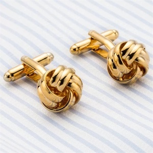 ファッション中国のノットカフスボタンツイスト型カフスボタン12mm/14mm銅カフスリンク金と銀のジュエリー卸売 - Product Image 1