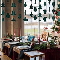 2.5m 10 pièces 3D vert arbre papier banderoles Xmas forêt guirlande décoration fête fournitures suspendu arbre de noël bannière toile de fond