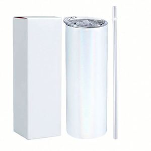 Usa Warehouse Wholesale Bulk Double Wall Vacuum 20Oz Straight Skinny Sublimation <b>Glitter</b> Tumblers With Straw - Product Image 2