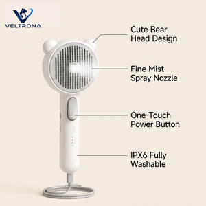 Cepillo Eléctrico a Vapor para Mascotas, para Gatos y Perros, con Pulverización Fina, IPX6, Lavable, Recargable por USB, Diseño <span class=keywords><strong>de</strong></span> Oso, Un Solo Clic - Product Image 3