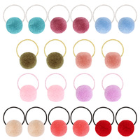 Usine personnalisable mignon bébé fille cheveux accessoires à la main pompon boule coloré caoutchouc bandeau élastiques enfants doux fête