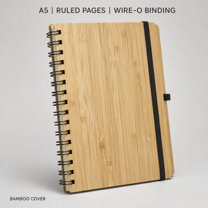 A5 Notizbuch mit Bambus-Einband, Umweltfreundlich, Spiralbindung, Linierte Seiten, Stiftschlaufe, Abgerundete Ecken, <span class=keywords><strong>Journal</strong></span> für Büro und Schule - Product Image 1