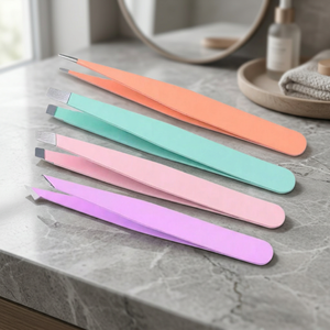 Juego de Pinzas para Cejas de Precisión con Punta Inclinada de Acero Inoxidable Ecológico ASAP |   Herramienta de Belleza para Depilación Facial con Recubrimiento de Color Vibrante - Product Image 5