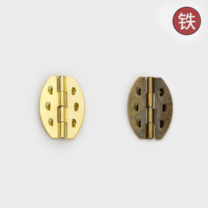 Charnière de meuble en fer en forme d'olive, montage en surface, finition bronze jaune, design minimaliste pour boîte en bois, boîte à bijoux, emballage DIY - Product Image 1