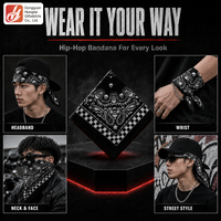 Bandana personnalisée imprimée motif crâne et cachemire, 100% polyester, douce, respirante, légère (35g), style Hip Hop Street, OEM ODM
