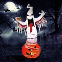 Nouvelle Lampe Flamme d'Halloween Transfrontalière, Modèle Gonflable Citrouille Fantôme Blanc B076, Décoration de Jardin Extérieur, Ornement Horreur
