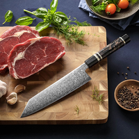 Pisau Dapur HEZHEN New Japanese Bunka Knife ZDP189 Damascus Powder Steel dengan Gagang Resin Oktagonal