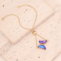 Bracelet Papillon Multicolore en Zircon, Bijou Transfrontalier, Charme Personnalisé en Or 18K