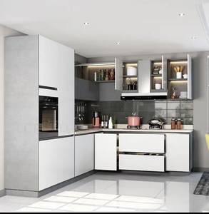 Meubles de cuisine modernes écologiques de couleur personnalisée avec portes vitrées, robinet, tiroir et panier <span class=keywords><strong>pour</strong></span> rangement modulaire de cave à vin - Product Image 2
