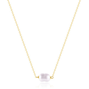 Collar con Colgante CANNER Hoop de Plata de Ley 925 Chapado en Oro con Perla Irregular y Circonita, Regalo de Boda Moderno - Product Image 1