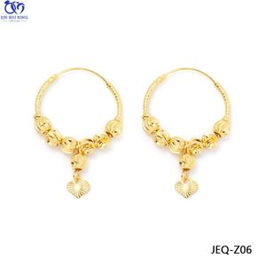 JXX New Luxury 24K Gold Hoop <b>Earrings</b> Four Beaded Hanging Heart-shaped Accessories <b>Earrings</b> for Women Wedding Banquet Jewelry - Product Image 5