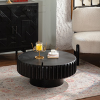 Table basse décorative OVS 37,4 pouces en bois massif MDF, style Mid-Century, avec plateau ondulé côtelé, durable, pour salon et appartement