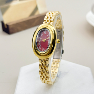 Reloj de Mujer SUNLIFEX con Correa de Acero Ovalada, Estilo Lujoso, Retro Romano, Nuevo y Exquisito Reloj de Mujer Dorado - Product Image 3