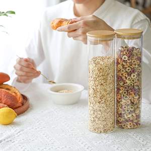 Set Van 3 Glazen Pantry Opslag <span class=keywords><strong>Container</strong></span> Voor Noedels Spaghetti <span class=keywords><strong>Pasta</strong></span> Opslag <span class=keywords><strong>Container</strong></span> Met Deksel Tall Helder Luchtdicht Voedsel - Product Image 5