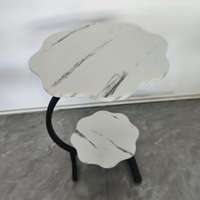 Table basse moderne en métal avec étagère de rangement pour chambre à coucher, salon - Petite table d'appoint
