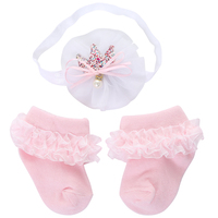 Ensemble de bandeaux et de chaussettes pour nouveau-né avec jolies manchettes en dentelle, cadeau pour bébé
