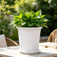 Pot de fleurs rond en plastique vert durable pour la décoration de jardin, idéal pour le contrôle des racines des plantes et la culture des roses (type gallon)