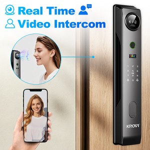 Serrure de porte intelligente KROVI PR08 OEM Tuya avec code PIN, empreinte digitale, reconnaissance faciale 3D, Wi-Fi pour portes en alliage d'aluminium, bois et acier - Product Image 5