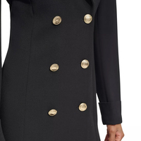 Nouvelle Arrivée Wisrise – Robe de Soirée Courte Noire Double Boutonnage en Tissu, Taille Naturelle, Élégante pour Femme