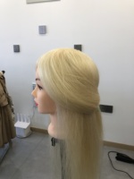 613 #   Tête de mannequin en cheveux humains couleur blonde, 100% cheveux humains, mannequin d'entraînement en cheveux humains