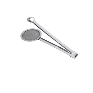Cuchara coladora multifuncional <span class=keywords><strong>2</strong></span> en 1 de acero inoxidable 304 con pinza para alimentos, herramienta de cocina para freír, pinza con malla filtrante. - Product Image 5