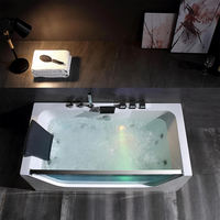 Luxueux Whirlpool Hydro Air Massage Baignoire Jet SPA pour Adulte avec Robinet De Douche LED Éclairage Salle De Bains Baignoire Verre Acrylique